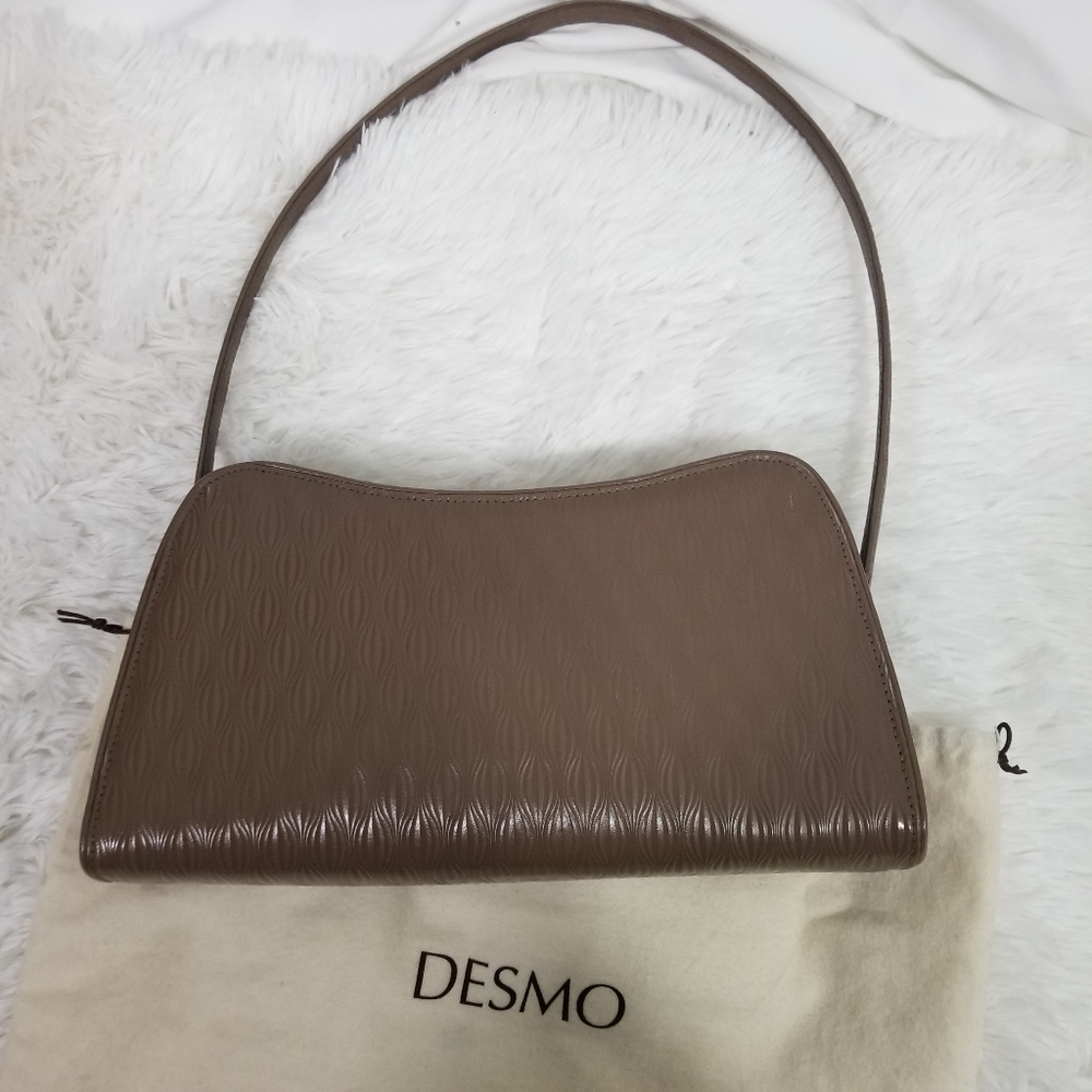 Desmo Italian leather textured taupe shoulderbag - Picture 4 of 10